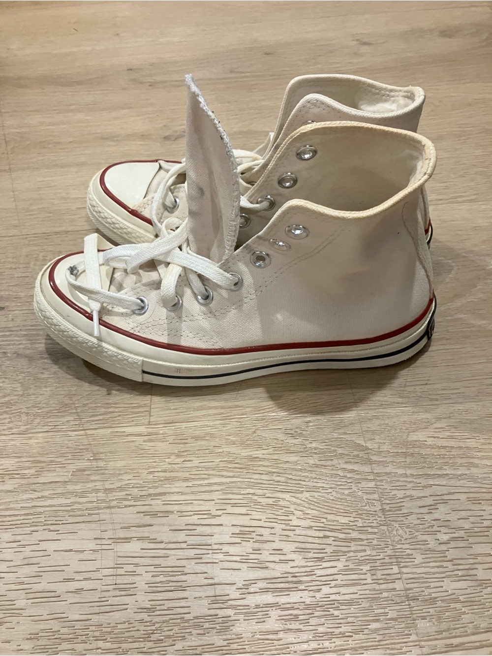Converse High-Top Canvas Sneakers in Natural Off-White